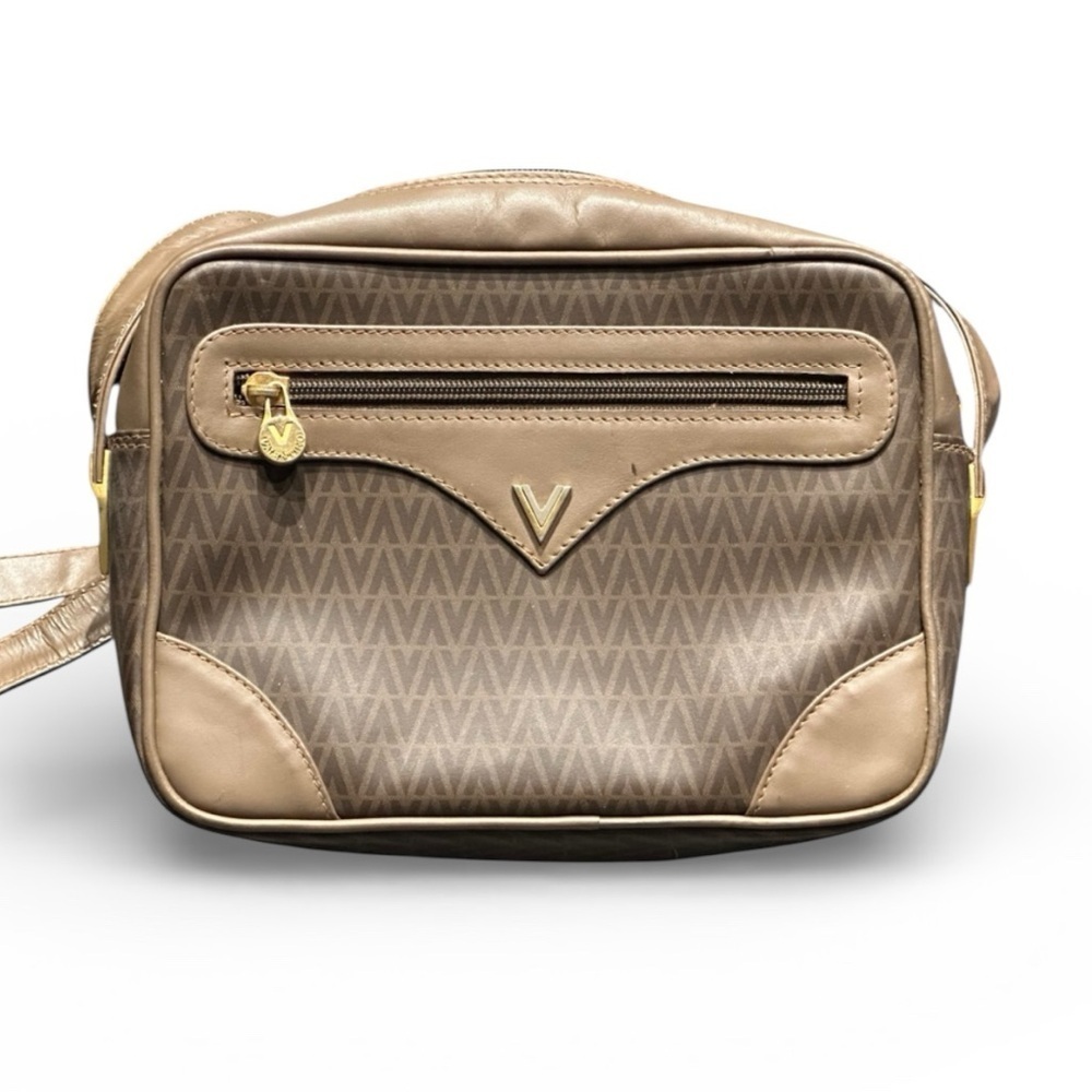 VALENTINO Bag Small Brown Crossbody V Logo Monogram Shoulder Italian PVC Mario